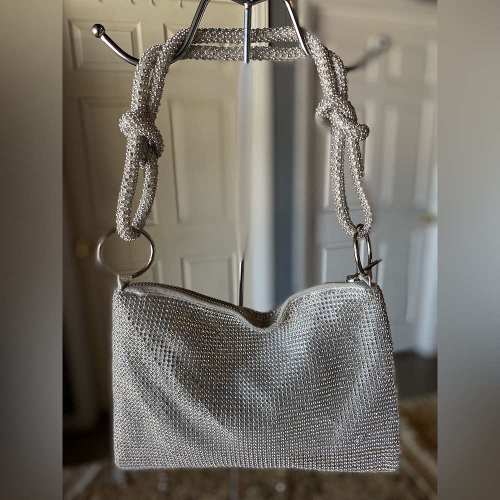 Dani Silver Rhinestone Mini Shoulder Bag - Picture 12 of 14